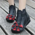2025 Original hand autumn women shoes Bow loafers shoes leather cow real skin folk style ladies flats for mom