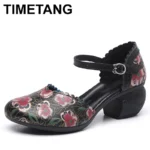 2025 Women Shoes Platform Sandals Genuine Leather New Buckle Strap Print Retro Handmade Concise Leisure Ladies Sandals