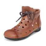 2025 Cool Boots women boots summer hollow out breathable leather boots national high top shoes leisure comfortable Sandals