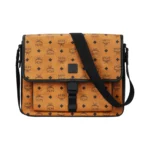 MCM Klassik Visetos Cow Leather Messenger Bag, Shoulder Bag, Crossbody Bag Medium Men's Brown Cognac & Black MMMCAKK02CO001