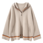 Chic Sweater Cloak Women's 100% Cashmere Cardigan Sweater Thick Warm Long Hooded Coat Autumn Winter French Style Casual Clothing